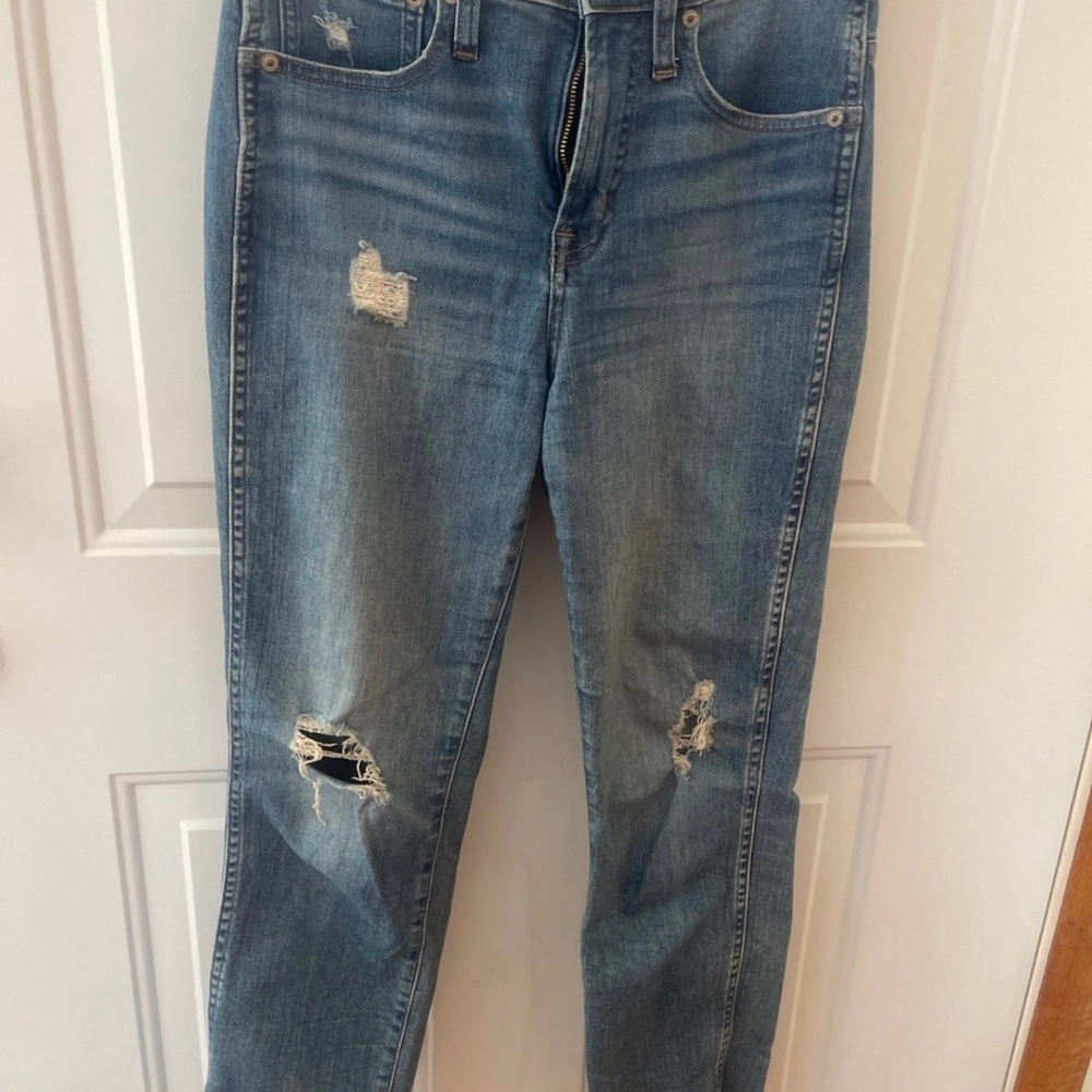 J. Crew Light‎ Blue Distressed Straight Leg Jeans